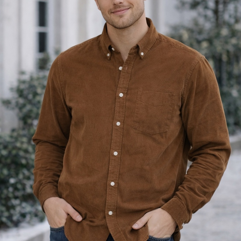 Tommy Hilfiger Men's Brown Corduroy Shirt